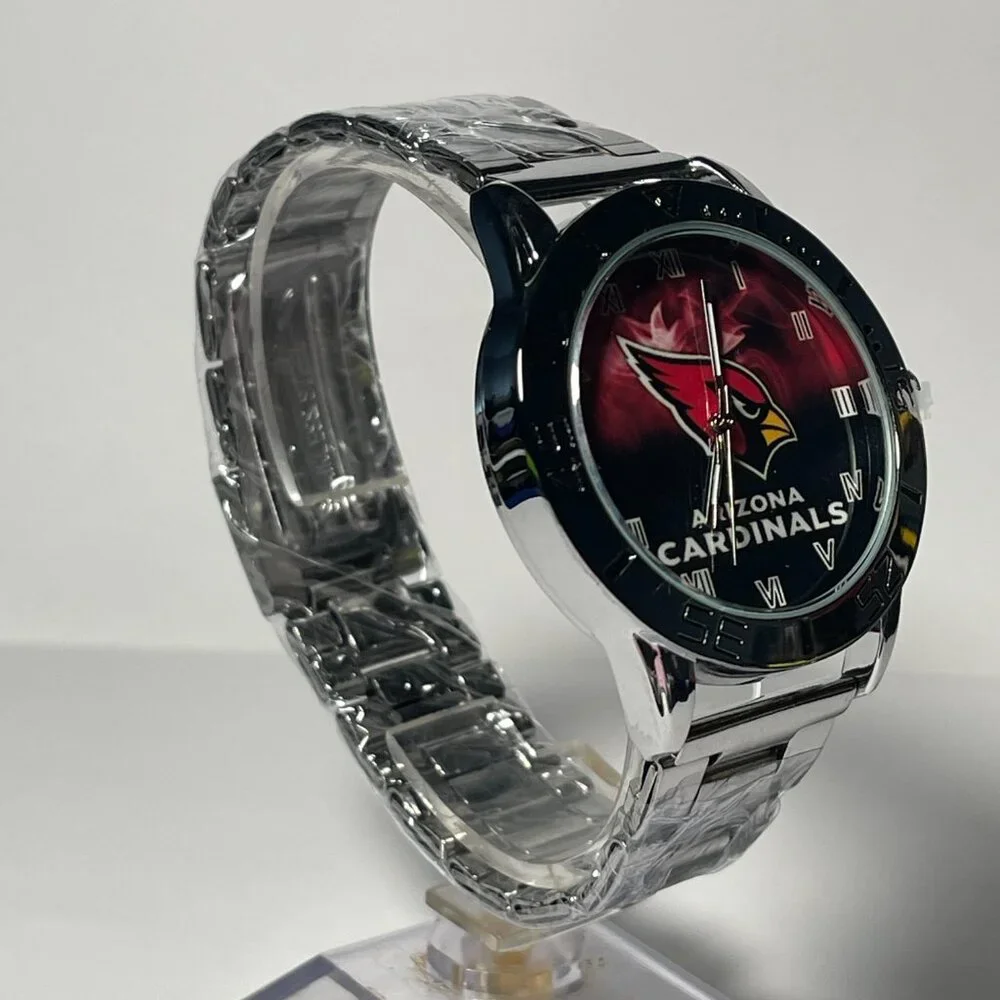 Arizona Cardinals NFL Team Logo Men's Stainless-Steel Silver Watch NEW